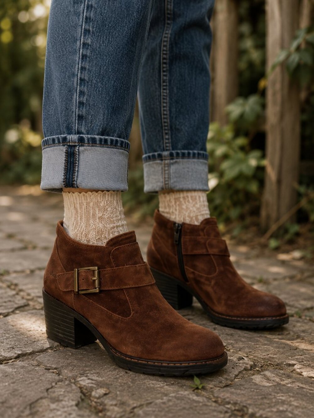 BOC Brown Suede Leather Chunky Heels Ankle Boots Womens 7 Fall Casual Classic